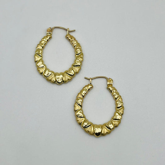 10K Gold All Heart Oval Hoops
