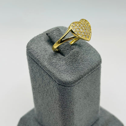 10K Gold Domed CZ Heart Ring | Color: White