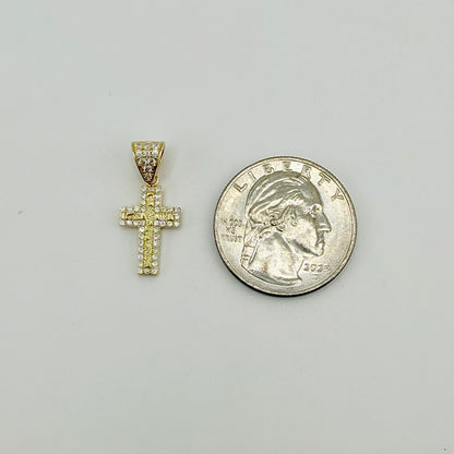 10k Gold Cz Nugget Cross Charm (S)