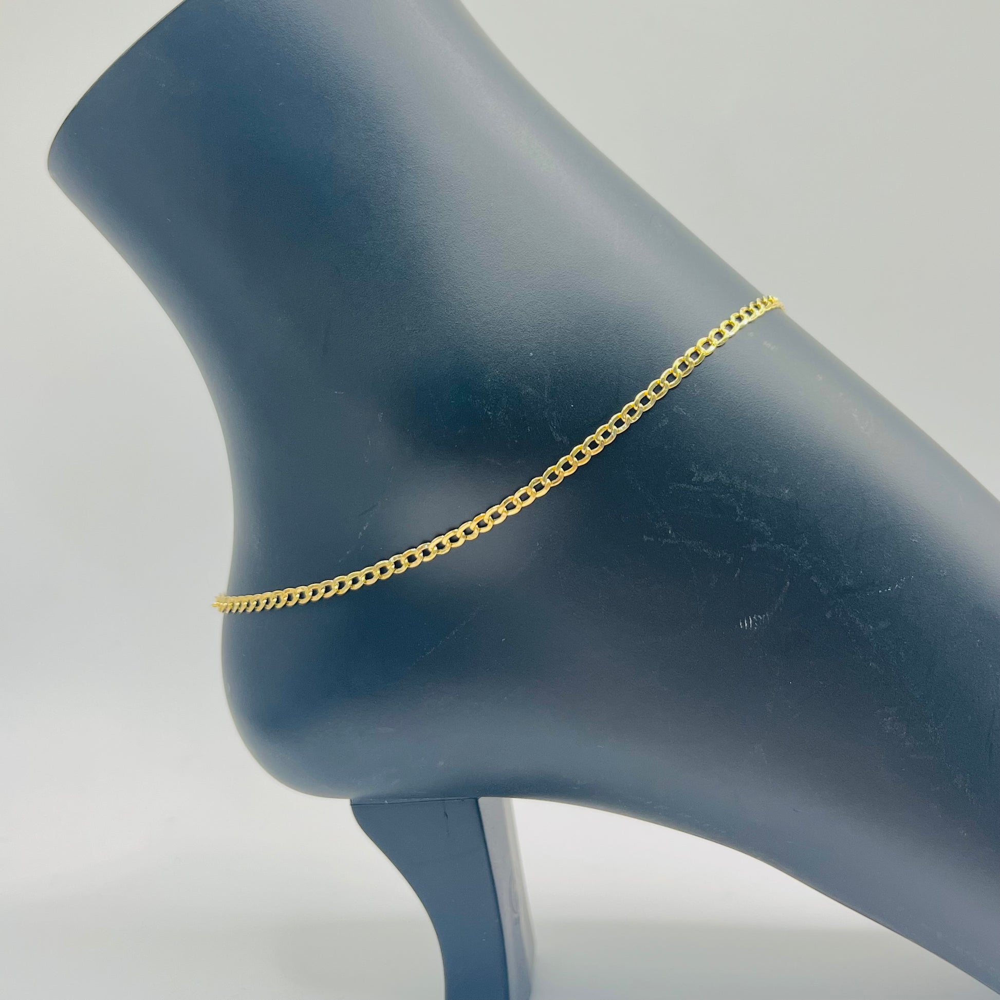 10K Gold 2mm Cuban Anklet – Candy Jewelers - Main Image