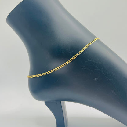10K Gold 2mm Cuban Anklet