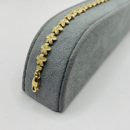 10k Gold Satin Hibiscus Bracelet (S)