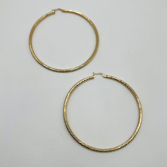 10k Gold Feather Hoops 3in