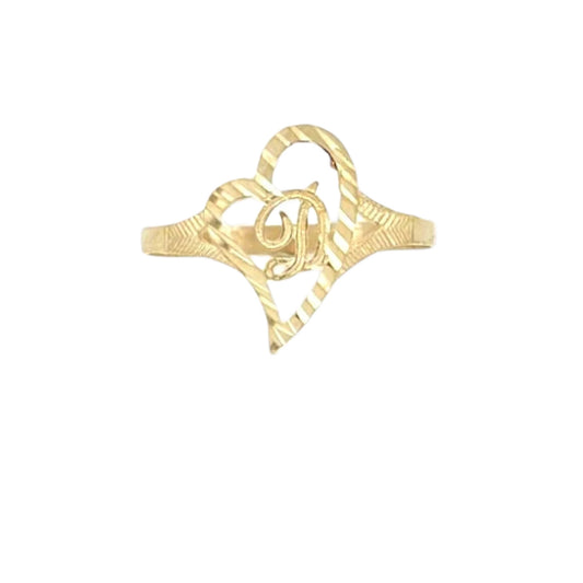 10K Gold Drifting Heart Initial Ring (small)