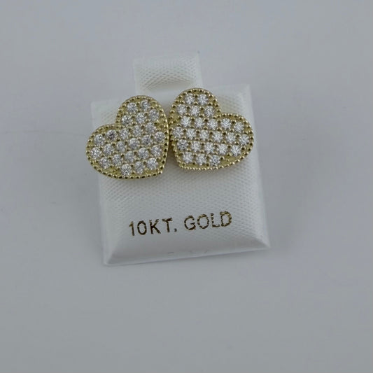 10k Gold Lumi Heart Cz Earrings White