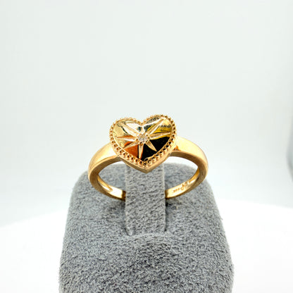 10K Gold Starlight Heart CZ Ring