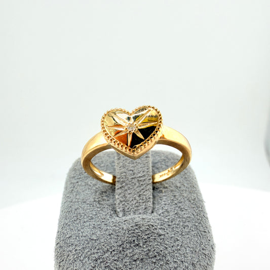 10K Gold Starlight Heart CZ Ring