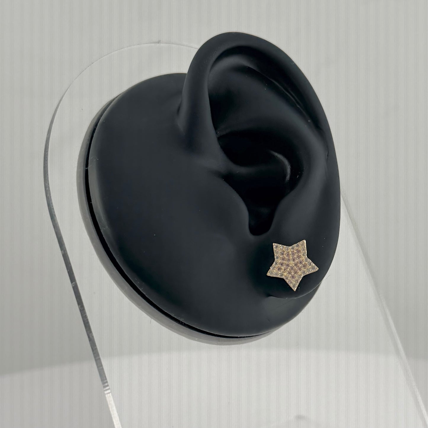 10k Gold Pink & White CZ Star Earrings
