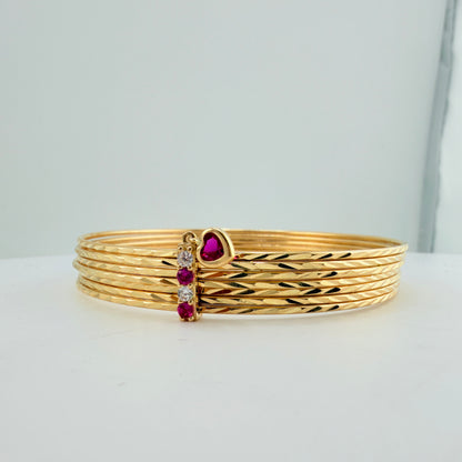 14K Gold Semanario Bangle Set