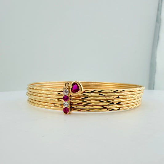 14K Gold Semanario Bangle Set