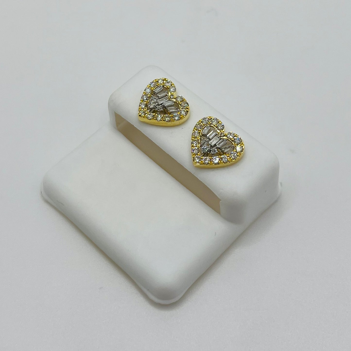 10k Gold Baguette Diamond Earrings ~ Single Row Border (Screwback)