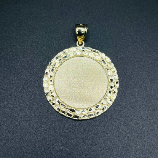 10K Gold Round Nugget Picture Pendant