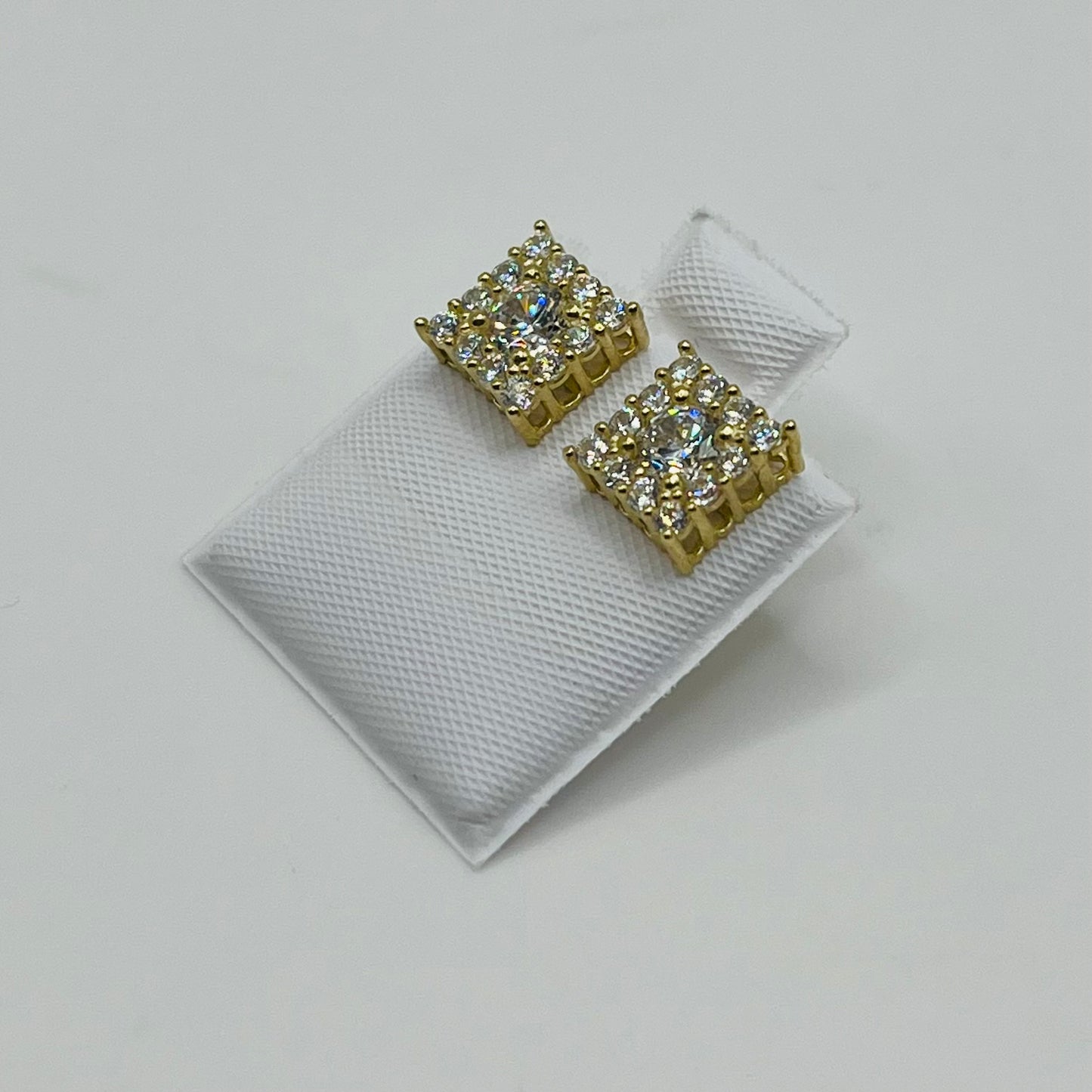 10k Gold Square Cz Earrings (M)