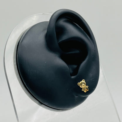 10k Gold Teddy Bear Earrings (Screwback)