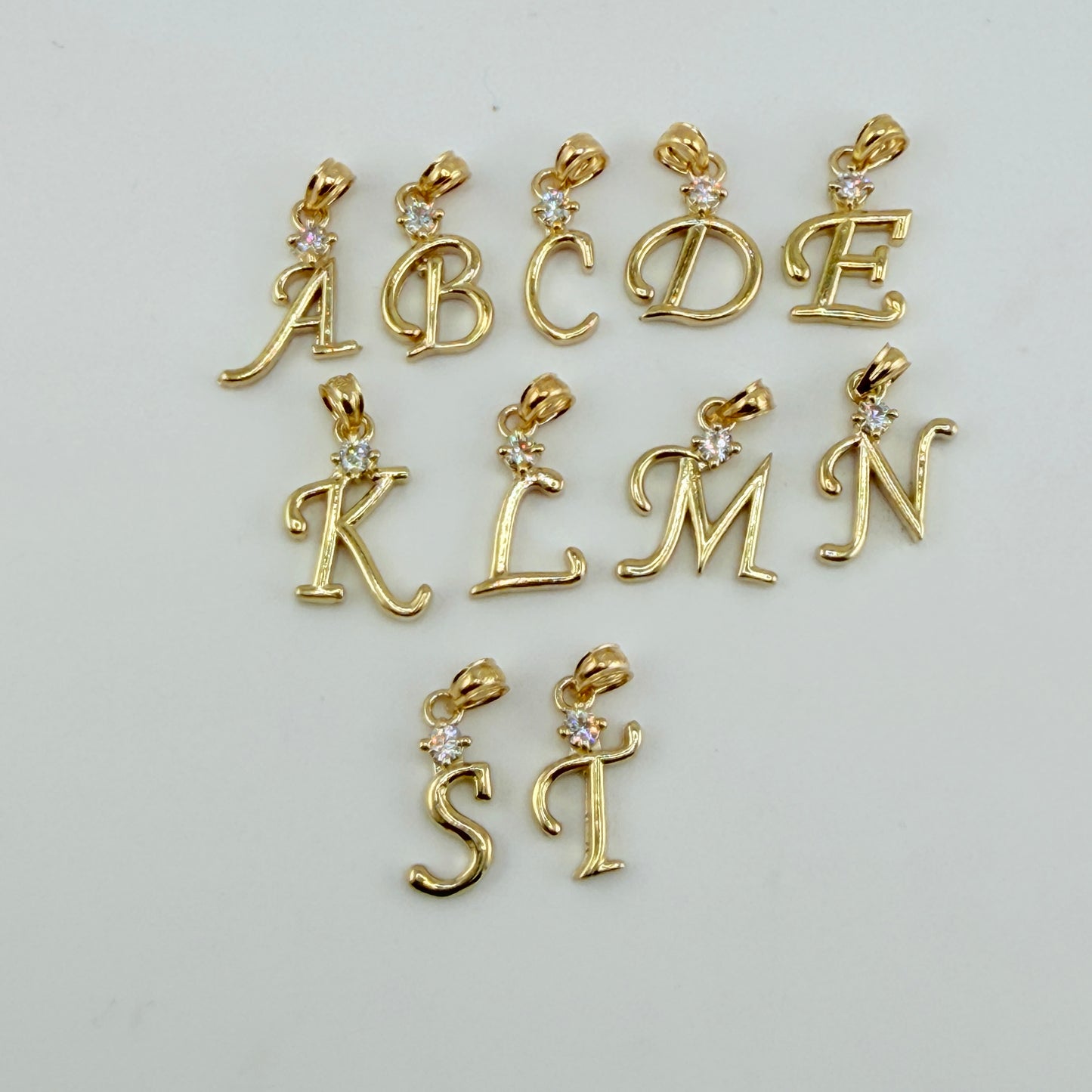 10K Gold Cursive Initial Charm Princess Edition