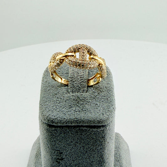 10K Gold CZ Puff Puff Designer Ring