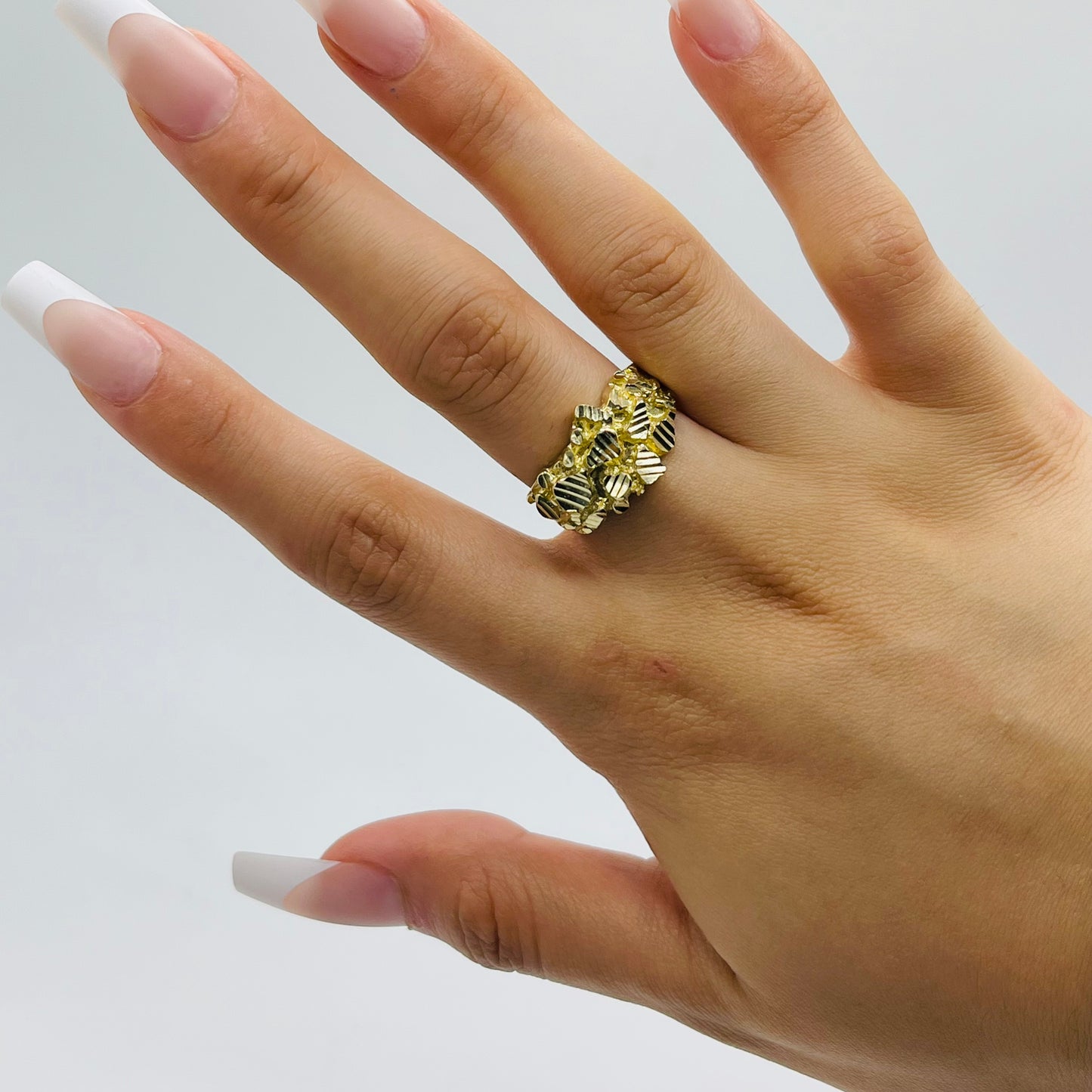 10k Gold Large Nugget Ring - Natural Cut