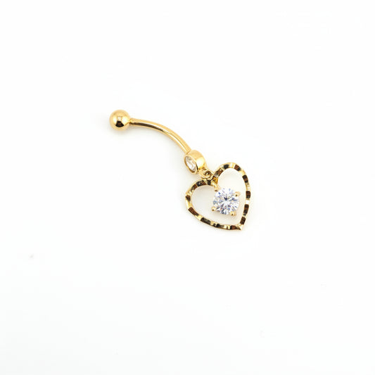 14k Gold Cz Love Spell Belly Ring