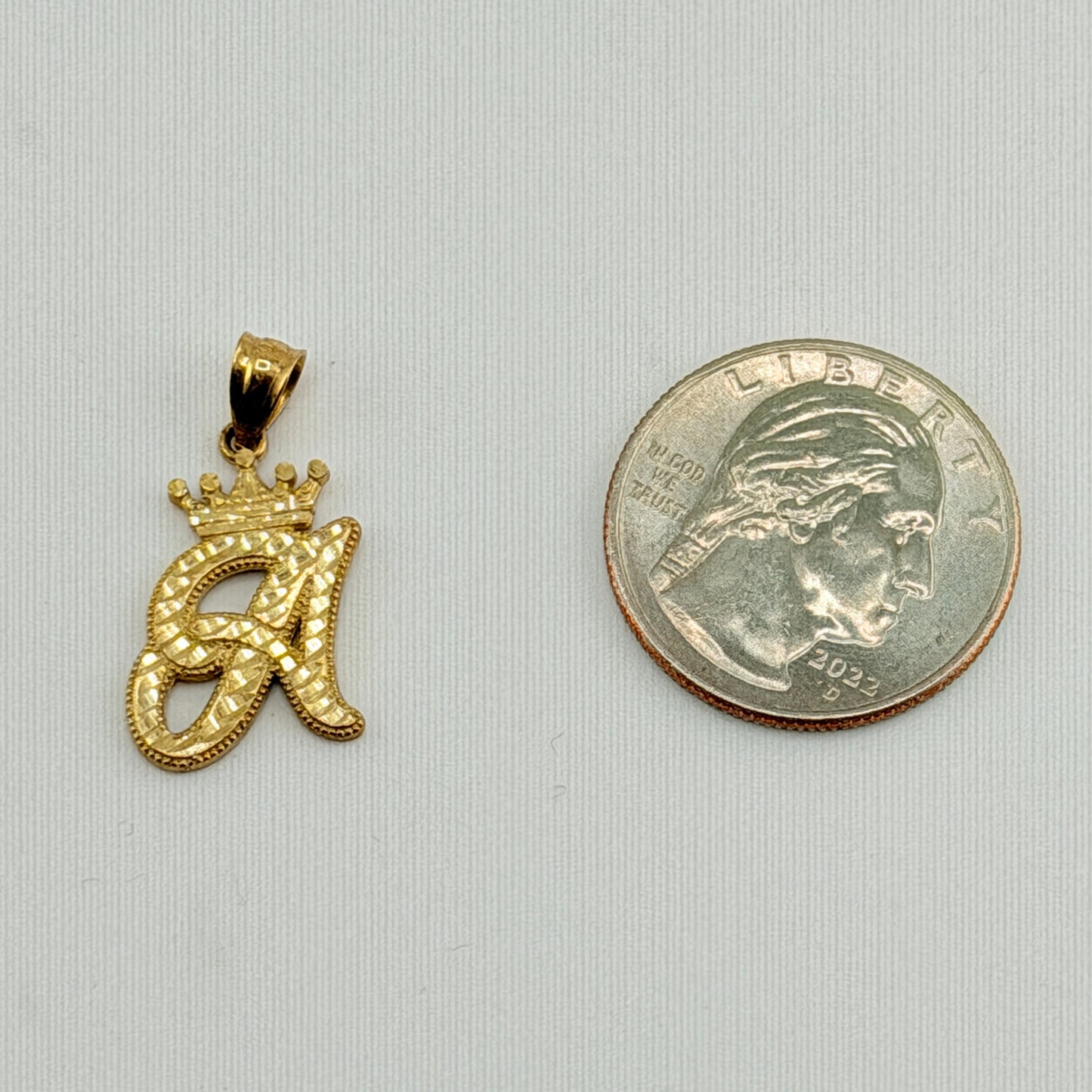 10K Gold Initial Charm with Crown (small)