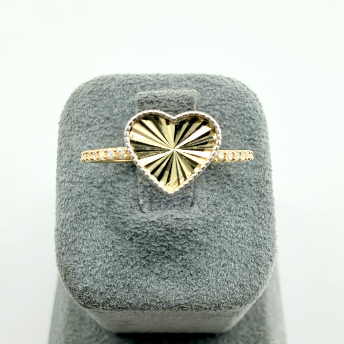 10K Gold Shimmering Fancy Heart Ring