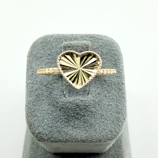 10K Gold Shimmering Fancy Heart Ring