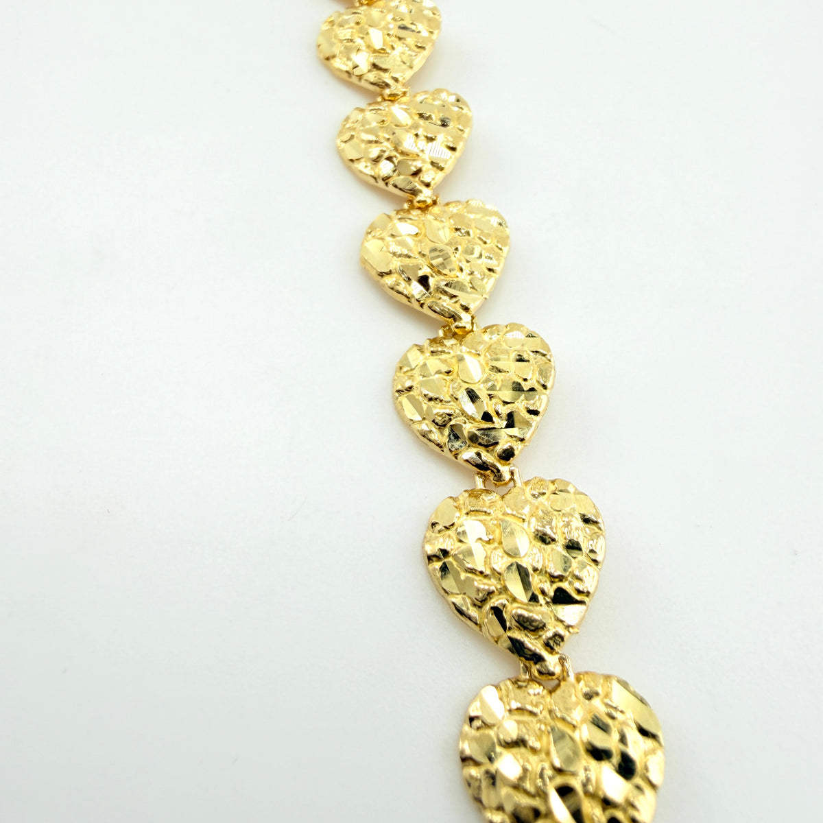 10K Gold Nugget Bracelet - Hearts