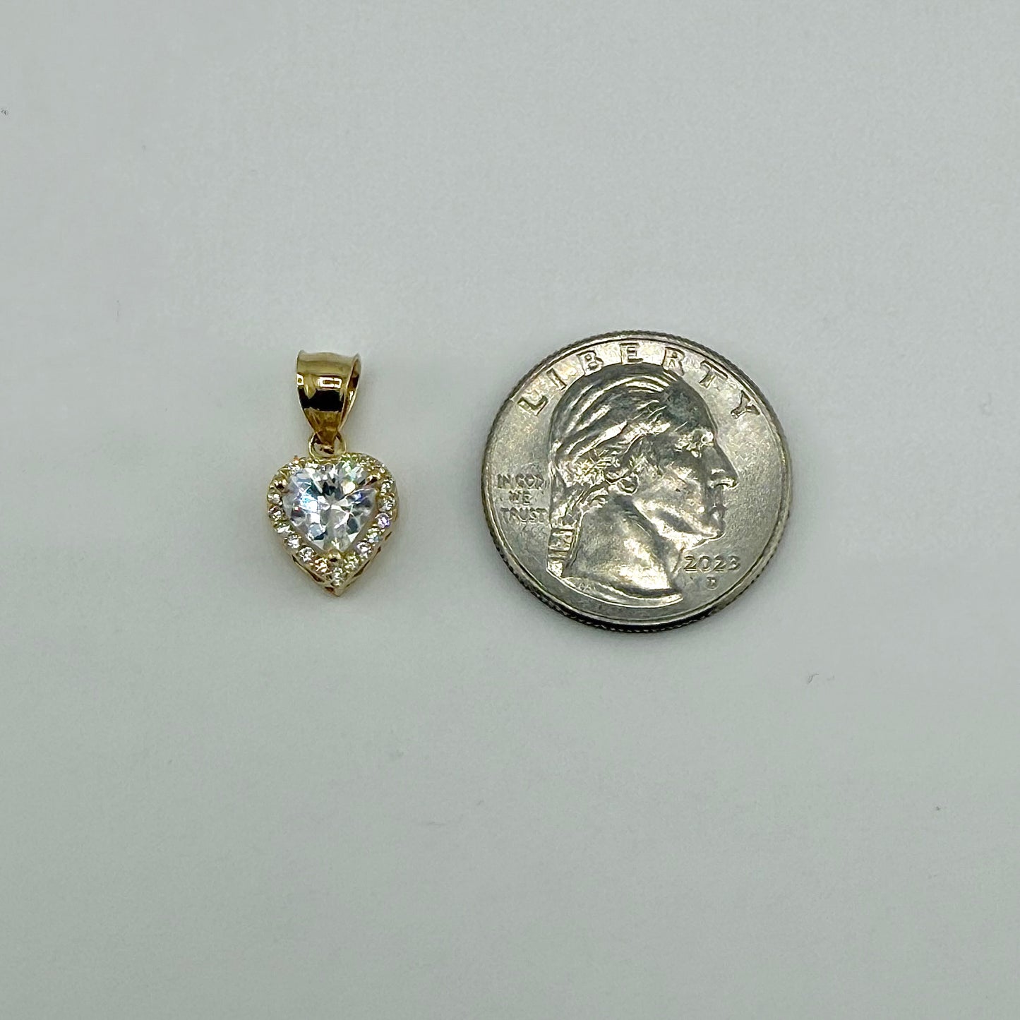 14k Gold Sweet Crush Heart Cz Charm (White)