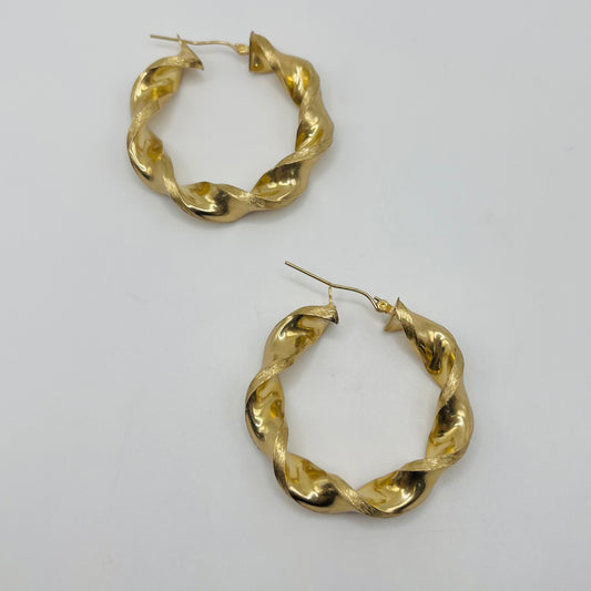 10k Gold Chunky Twist Hoops 1.6in