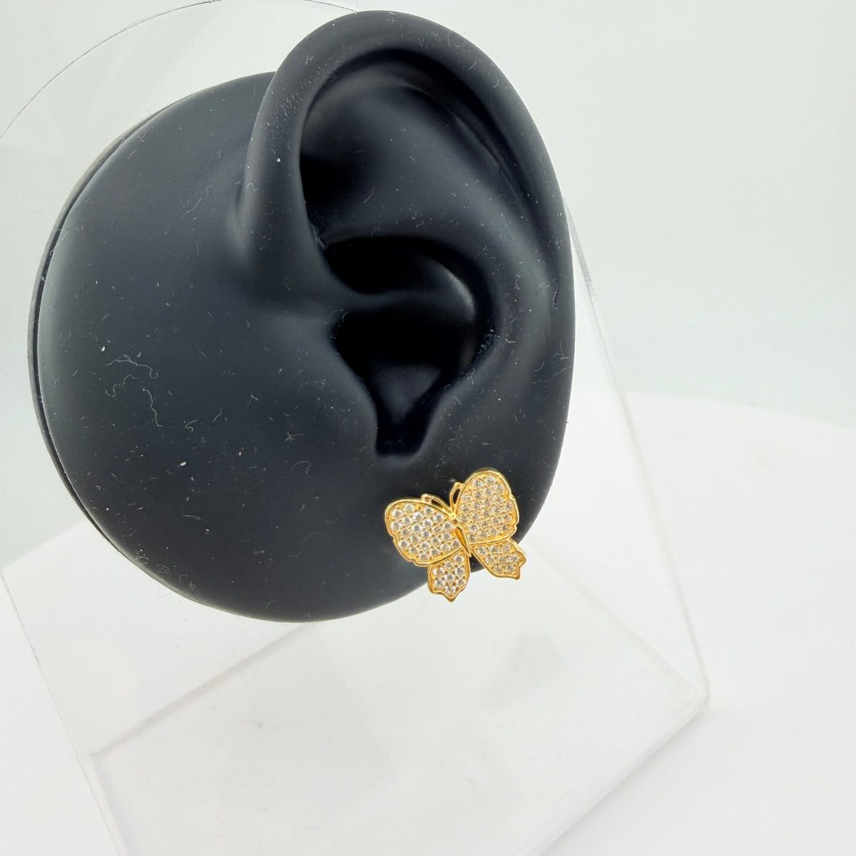 10K Gold CZ Charming Butterfly Earrings