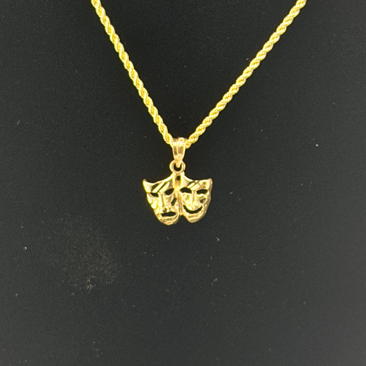 10K Gold Smile Now Cry Later Necklace charm and chain in real gold