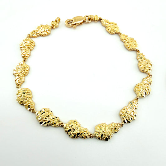 10K Gold Nugget Bracelet - Natural Nugget Shaped