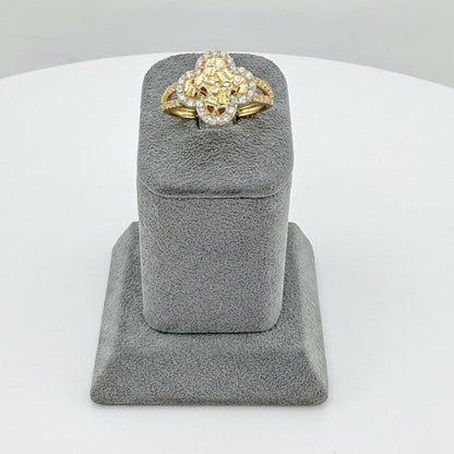 10K Gold Clover CZ Border Nugget Ring (M)