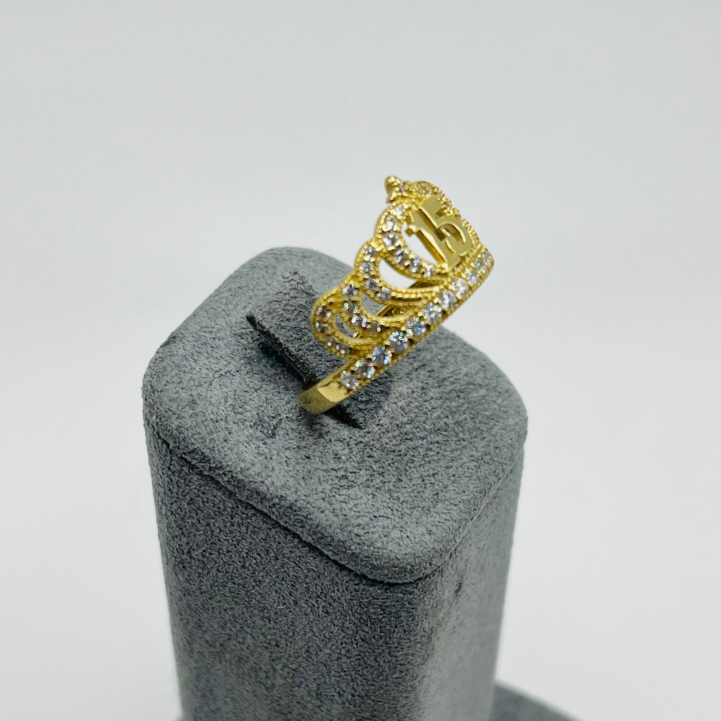 10K Gold CZ Quince Crown Ring
