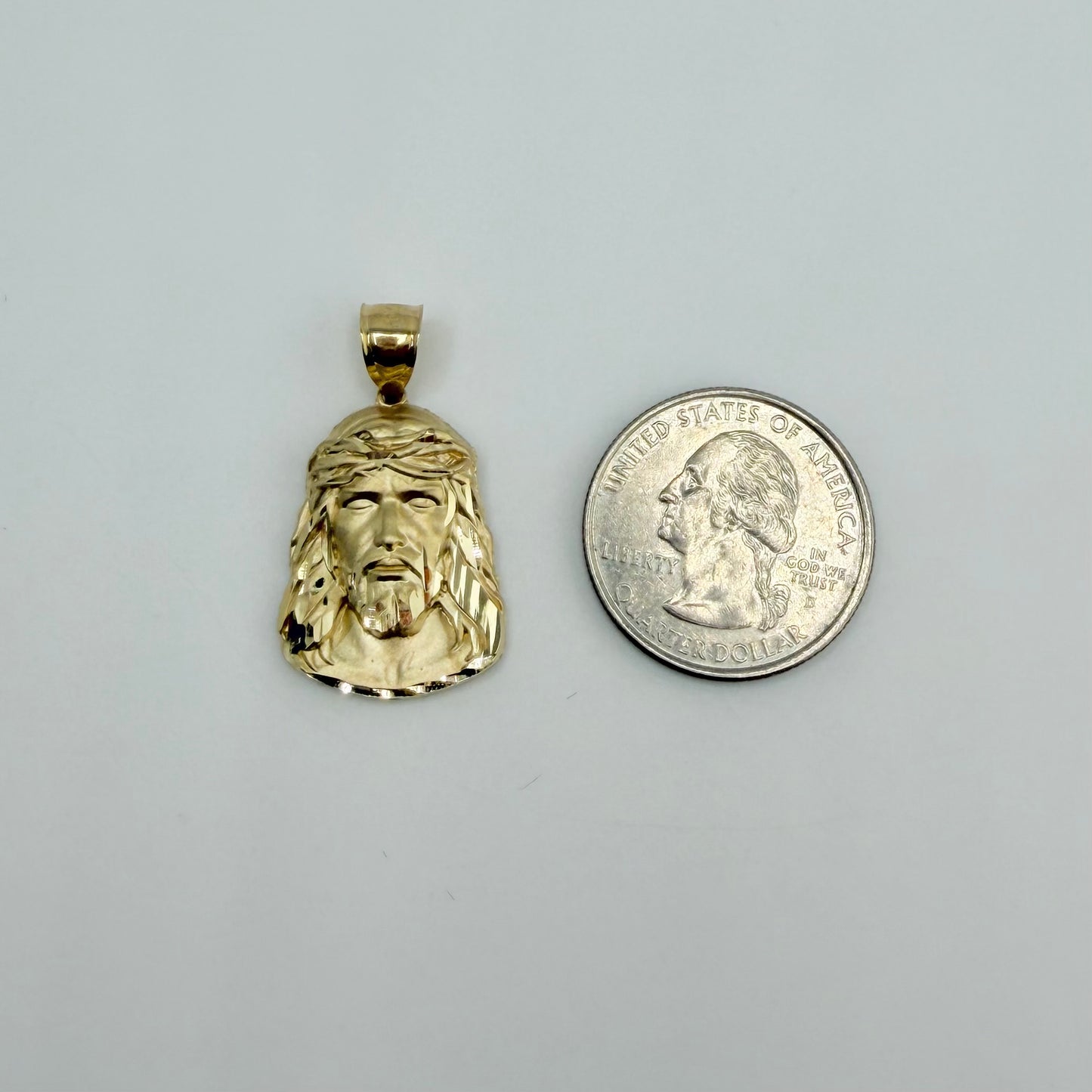10k Gold Jesus Matte Pendant (M)