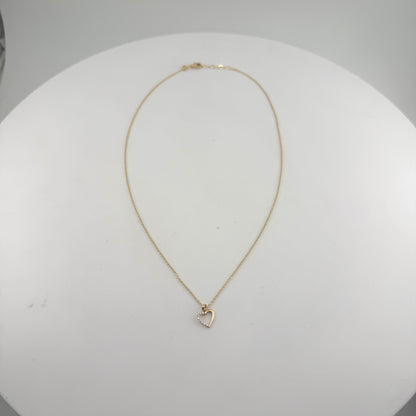 Natural Diamond 14k Gold Heart Necklace Set