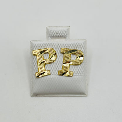 10k Gold Block Initial Earrings