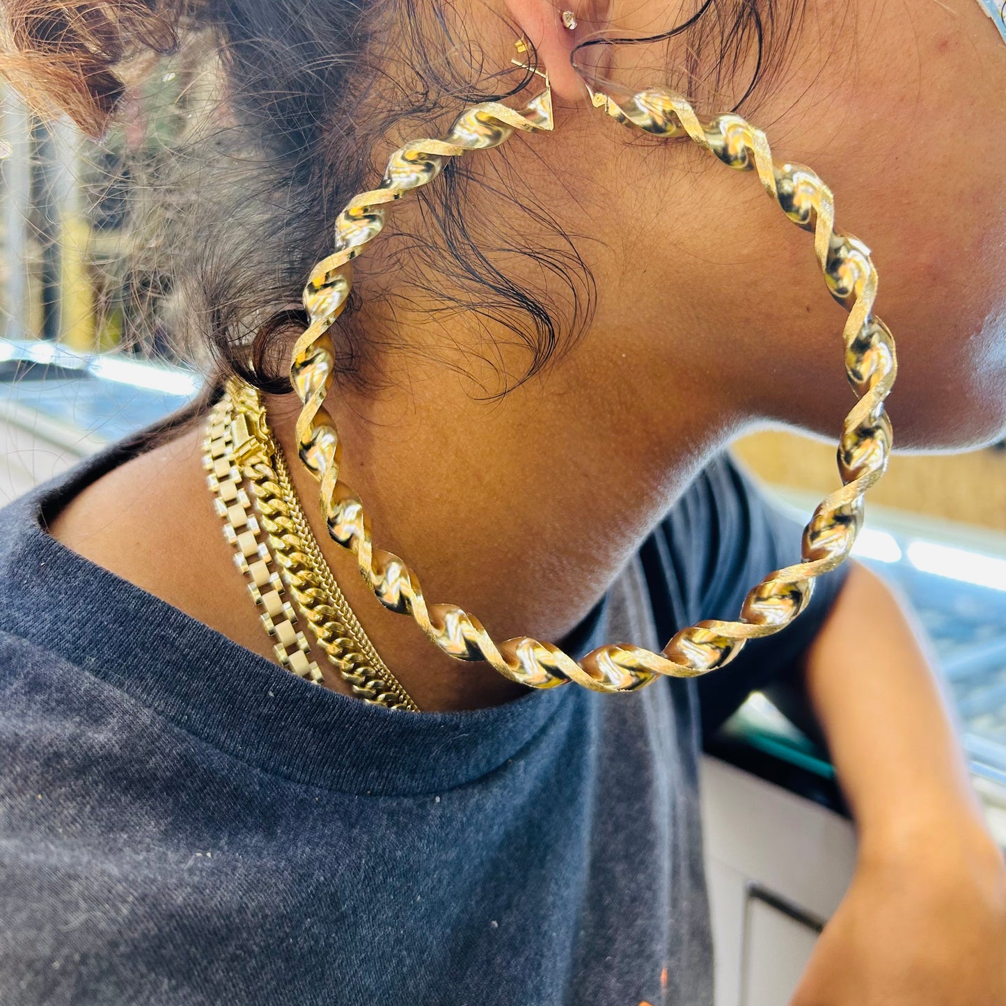 10K Gold 8mm 4inch Twist Hoops