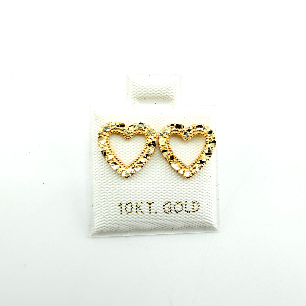 10K Gold Baby Open Heart Nugget Earrings