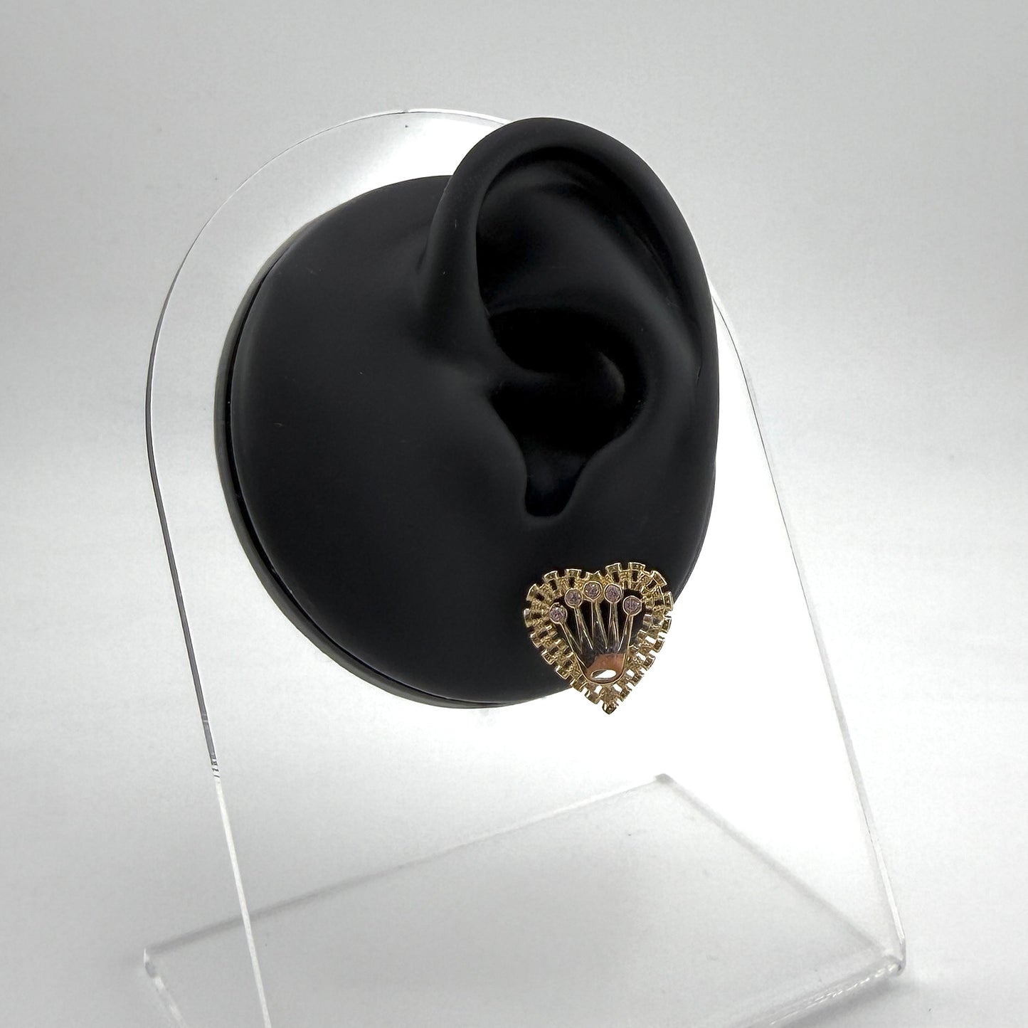 10K Gold RX Heart Earrings with Crown (pink)