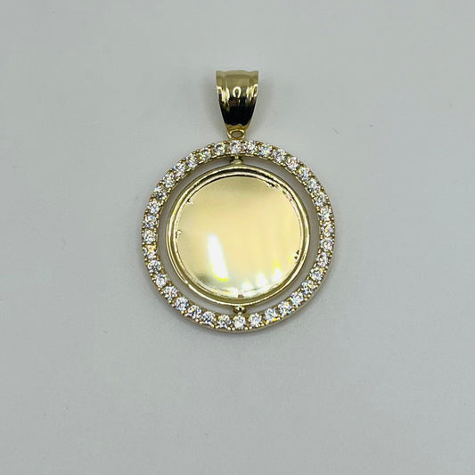 10k Gold Cz Spinning Picture Pendant SML