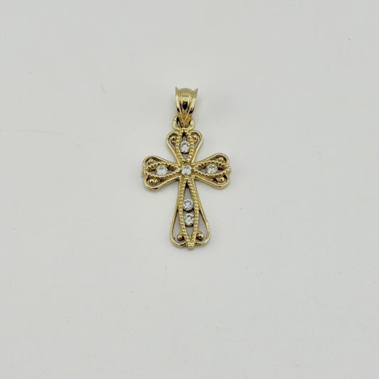 10k Gold Cz Promise Cross Charm