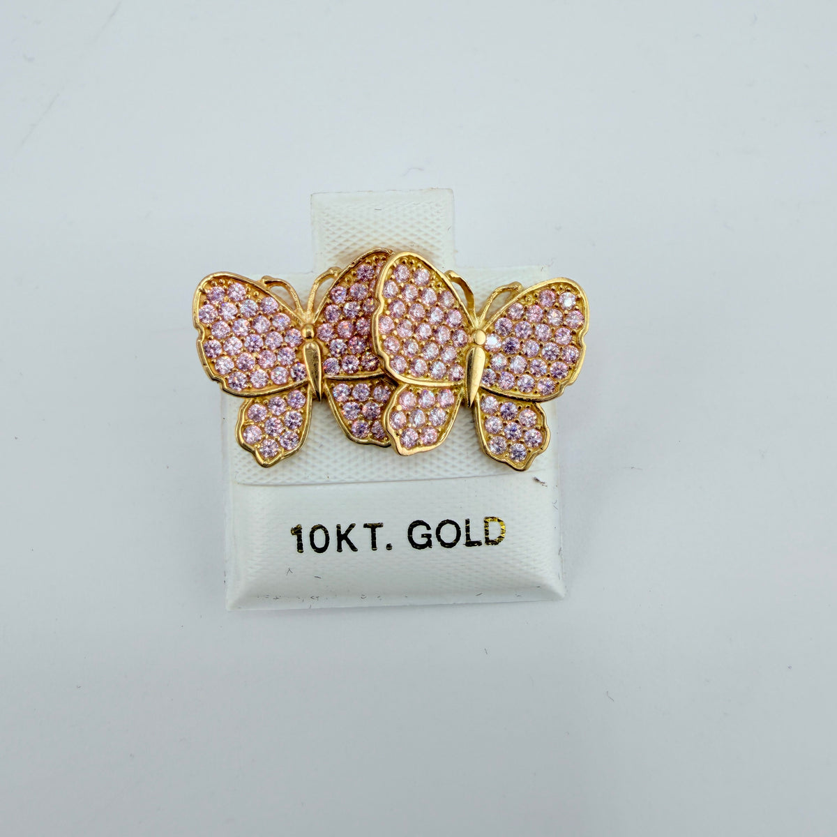 10K Gold CZ Charming Butterfly Earrings