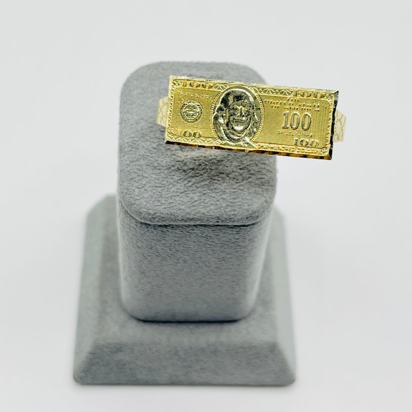 10K Gold Lil Two Finger $100 Bill Ring (Junior Size)