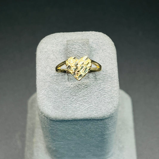 14K Gold BABY Heart Nugget Ring (Small ~8mm / Size 3 or 4 only)