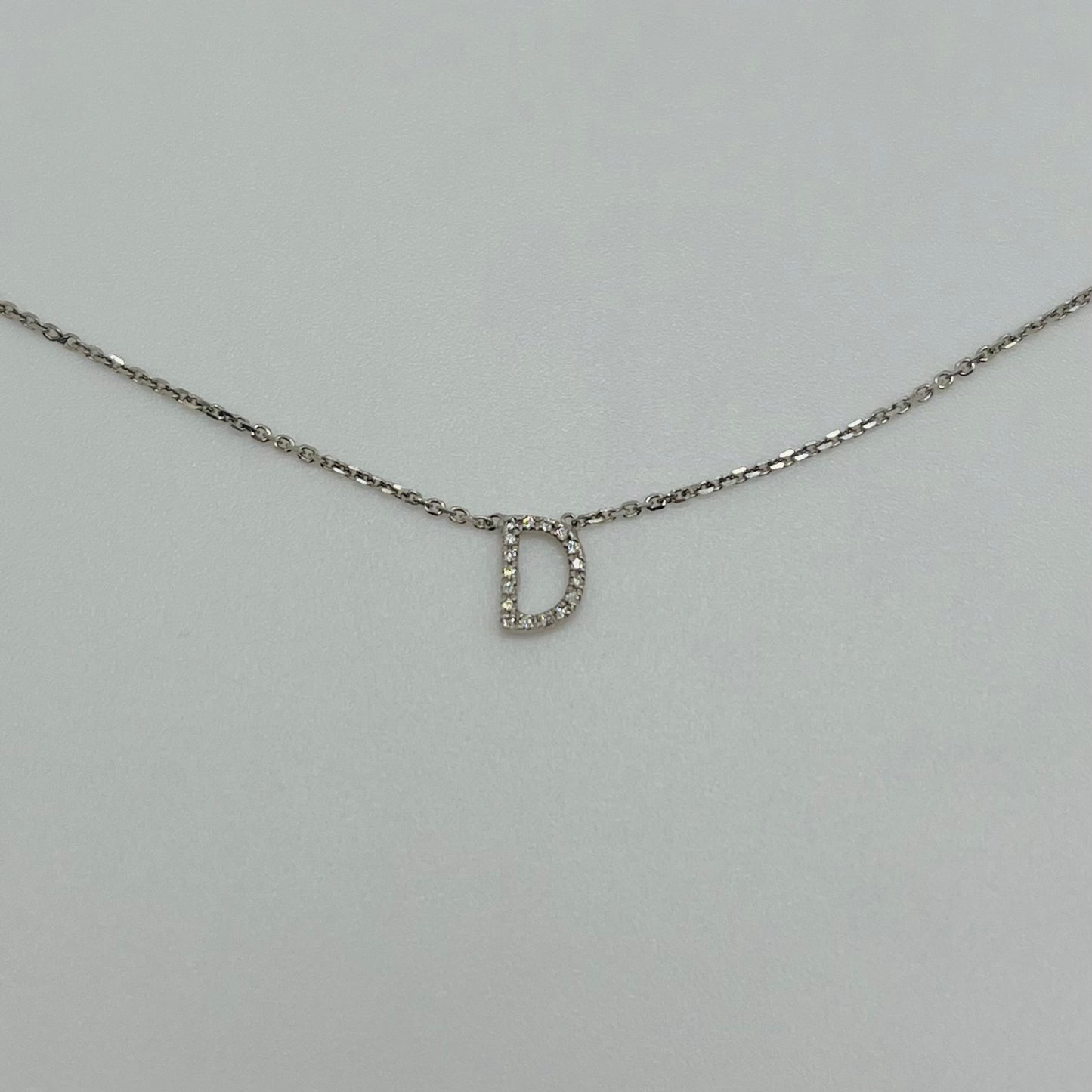 14K White Gold Diamond Classic Initial Chain