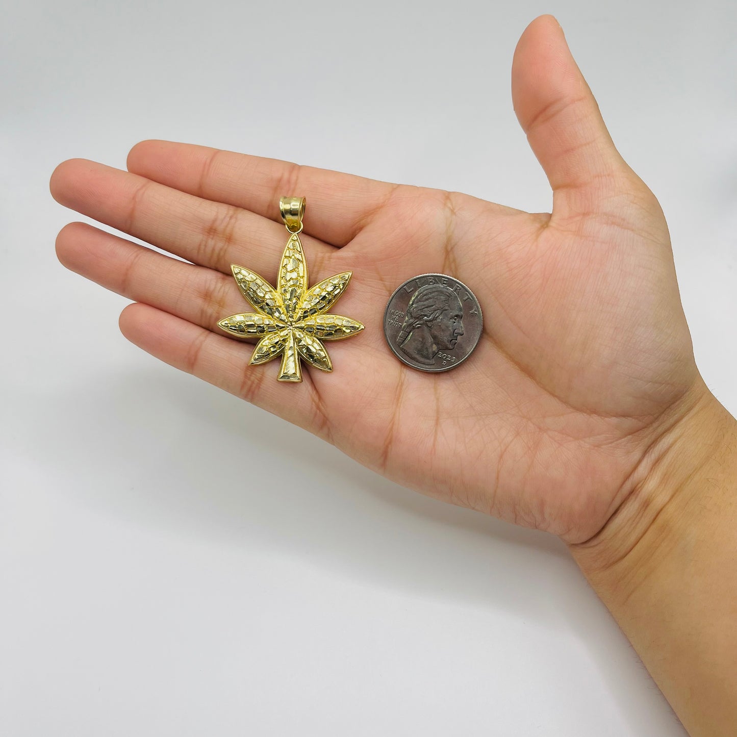 10k Gold Nugget Weed Pendant