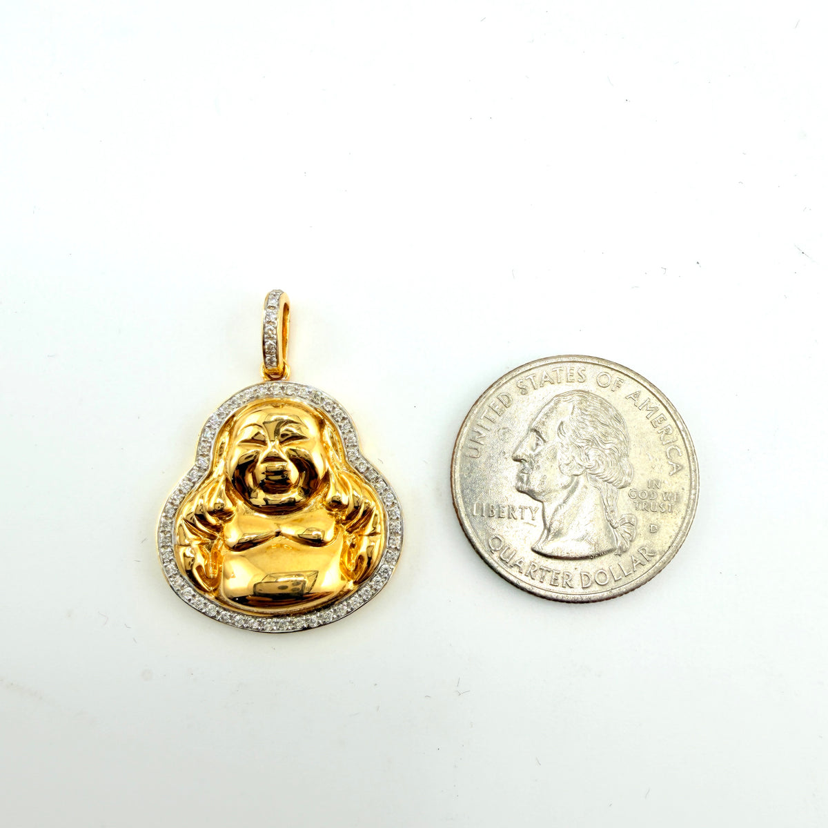 10k Gold Natural Diamond Buddha Charm