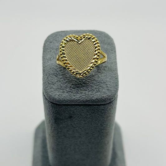 10K Gold Heart Ring with Textured Border
