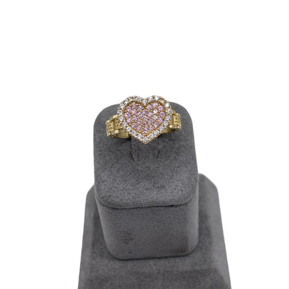 10K Gold RX Pink Heart Ring 6mm band (med)
