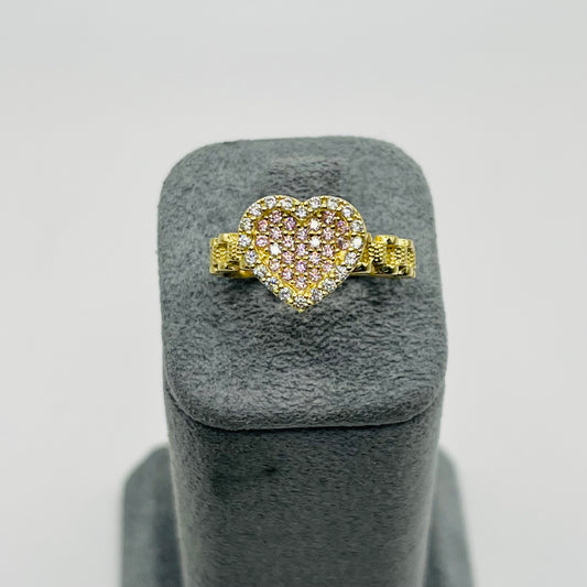 10K Gold Pink Heart Ring (3.5mm band)